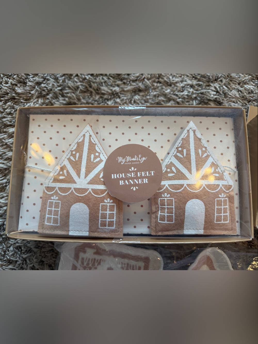 Gingerbread House Felt Banner (qty 2) & Gingerbread Decor - Brown Cream - Picture 2 of 9